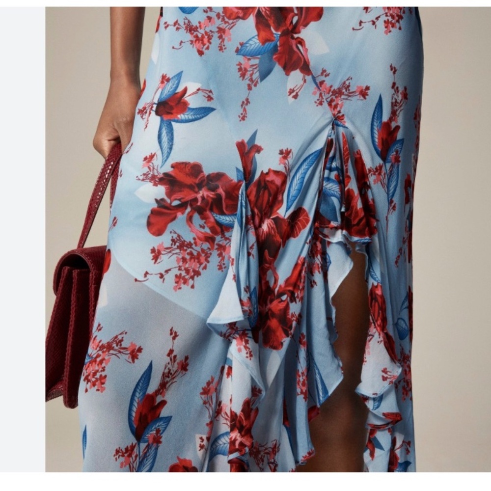 J.Crew Collection Ruffle Slip Dress – NWT! Size 4 | Blue & Red Floral - Picture 5 of 10